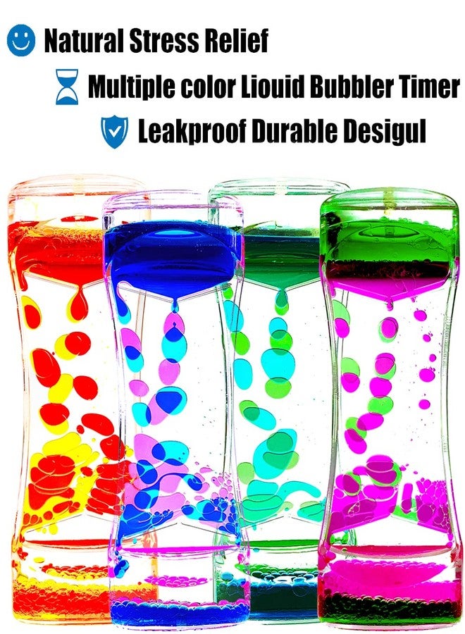 FKYTION Liquid Motion Bubbler Timer Pack of 4 Colorful Hourglass Liquid Bubbler ADHD Fidget Toy Sensory Toys for Kids, Teenagers, Adults - Image 2